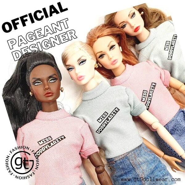 Integrity Toys Poppy Parker Fashion Royalty, FR2, Nuface, Silkstone Barbie Doll T-shirt Miss Poppylarity Pageant