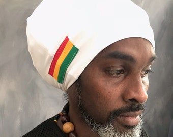 White Rasta hat Rasta turban Rasta man headwrap nyabinghi turban pull on Rasta turban tam bobo turban