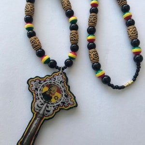 Selassie Ethiopia cross Rastafari blessings necklace