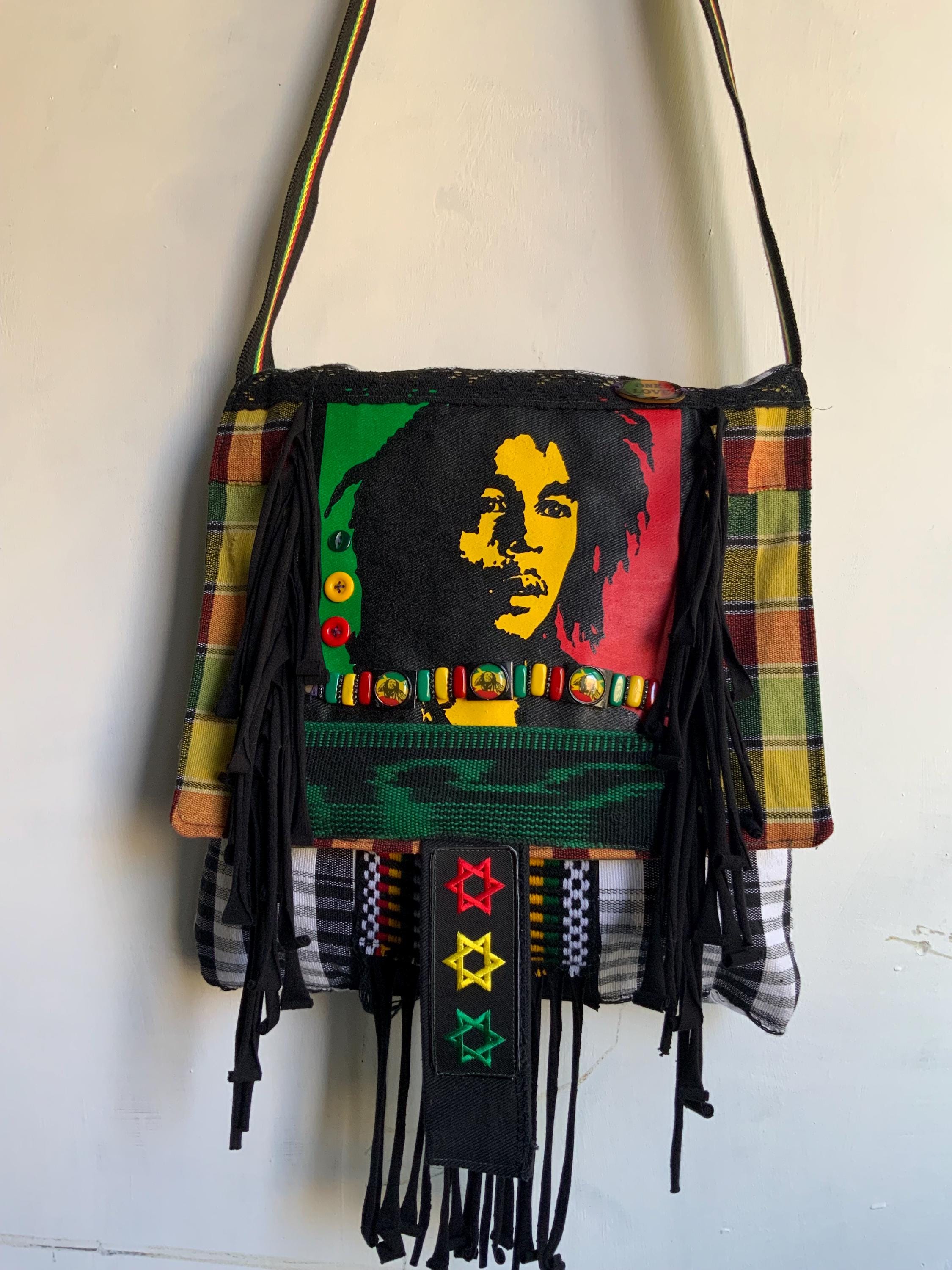 One Love Festival Bag Bob Marley Traveller Handmade Bag Recycled 