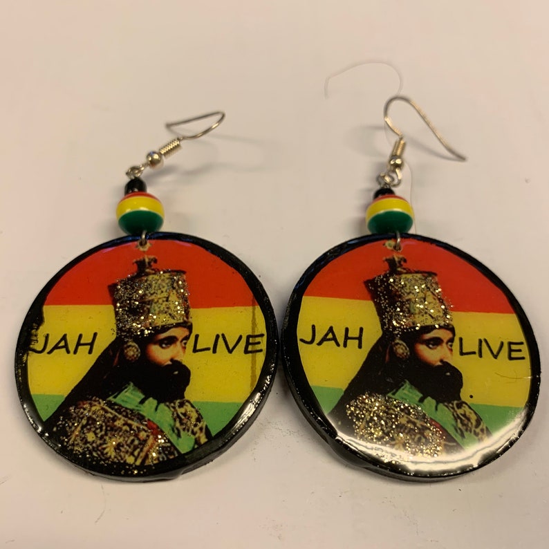 Selassie wooden circle earrings