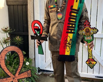 Rastaman olive khaki suit Rasta jacket and trousers gideon suit Rasta cargo pants