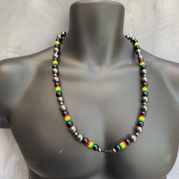 Collier rasta en perles d'hématite