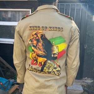 Jacke Rasta khaki Selassie Jacke Rastaman Gideon Jacke lion of judah Jacke