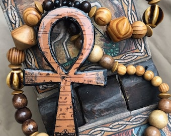 Extra stor ankh stor träankh Nubian ankh handsnidad ankh stor Rasta ankh