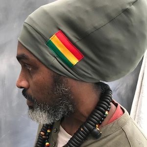 Olive khaki cotton Rasta hat Rasta turban for man green Rasta headwrap Rasta tam bobo turban