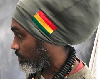 Olive khaki cotton Rasta hat Rasta turban for man green Rasta headwrap Rasta tam bobo turban