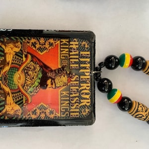 Rastafari Haile Selassie wooden beads necklace