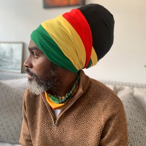 Original Rasta colours turban rastaman turban red yellow  green nyabinghi turban boboshanti headwrap dreadlocks tam dreads hat