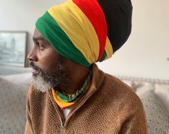 Original Rasta colours turban rastaman turban red yellow  green nyabinghi turban boboshanti headwrap dreadlocks tam dreads hat