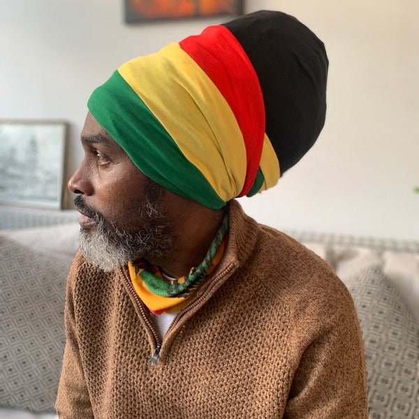 Turban original aux couleurs rasta turban rastaman rouge jaune vert nyabinghi turban turban boboshanti dreadlocks tam dreads chapeau