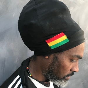 Sombrero rasta negro negro Rasta turbante rastaman turbante nyabinghi turbante boboshanti headwrap rastas tam dreads sombrero imagen 4