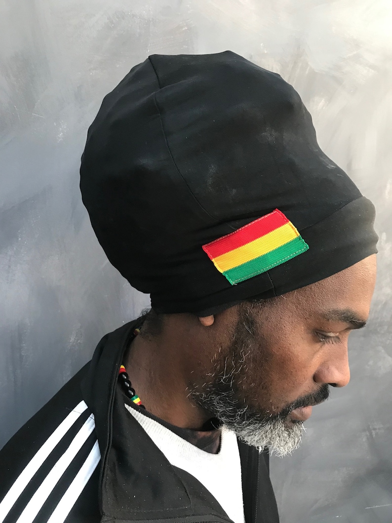 Schwarzer Rasta-Hut, schwarzer Rasta-Turban, Rastaman-Turban, Nyabinghi-Turban, Boboshanti-Kopfbedeckung, Dreadlocks, Tam-Dreads-Hut Bild 4