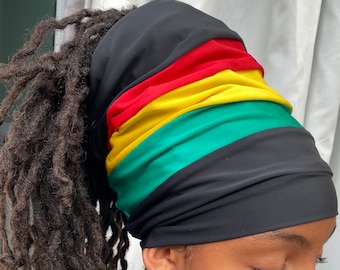 Rasta dreadband, diadema Rasta, turbante nyabinghi locs hugger, diadema de apoyo, diadema de color Rasta