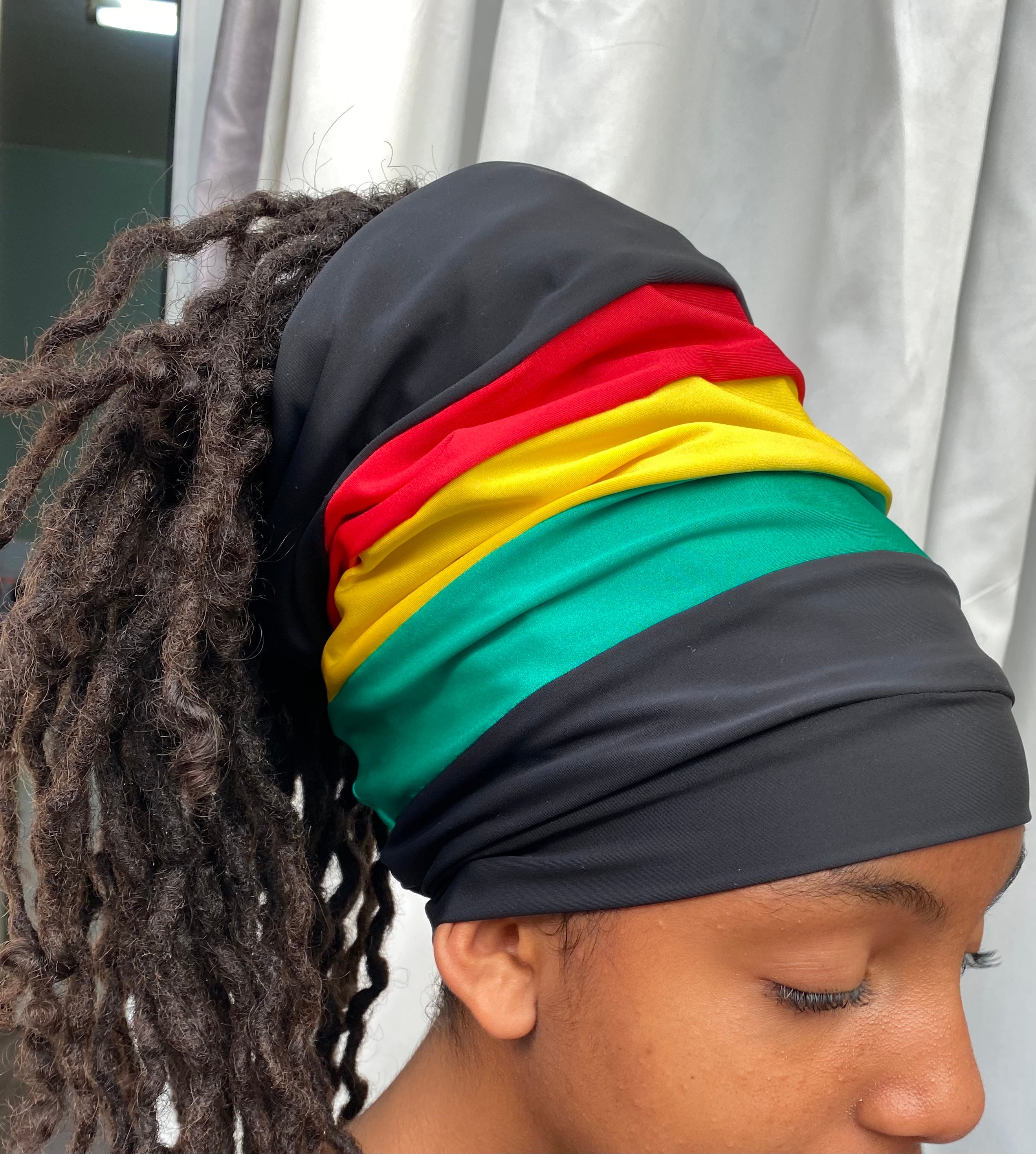 Rasta dreadband , Rasta headband,locs hugger nyabinghi turban, supportive headband, Rasta coloured headband