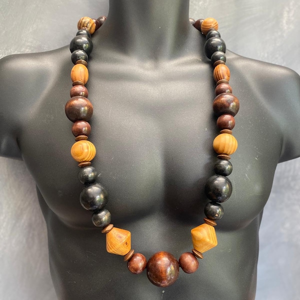 Handcrafted Wooden Beads Fabart Necklace Set 25