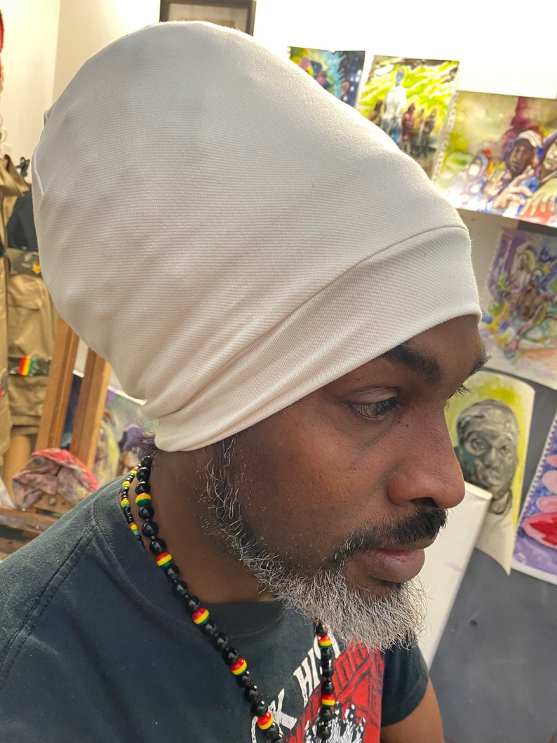 Chapeau rasta en CHANVRE biologique turban rasta naturel non teint pour homme turban rasta turban tam bobo rasta image 3