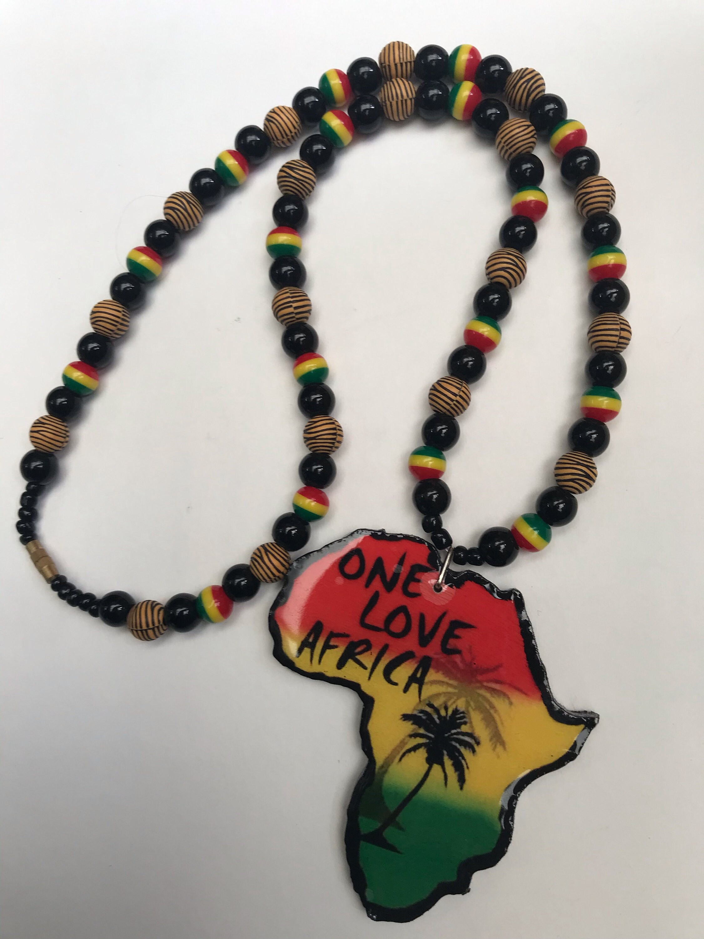 One Love Africa Map Necklace Rasta Design Wooden Africa Map - Etsy UK