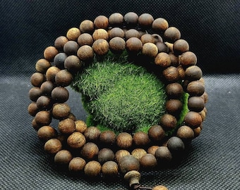 Volledige zinkende groene Kynam Agarwood armband 108 Mala uit Nha Trang Vietnam | 47,12 gram | Kralen met een diameter van 0,9 mm | Museumkwaliteit
