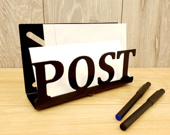 LETTER Or MAIL RACK Holder, Metal Post Rack Holder, Letter Storage, Modern Mail Organizer Countertop, Desktop Organizer Sorter