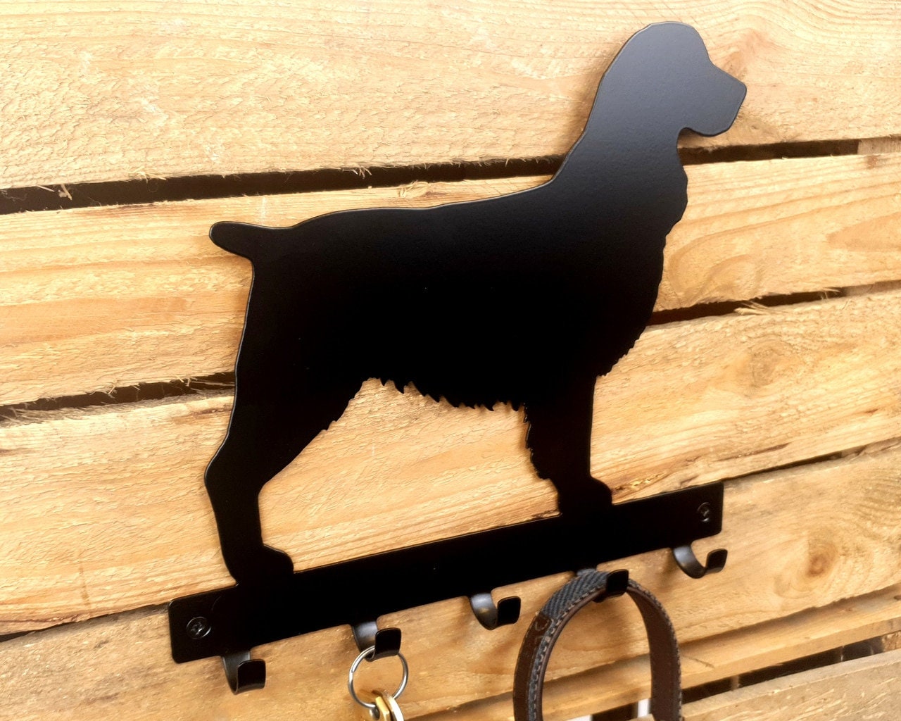 Springer Spaniel Dog Key Rack - Metal Key Hook, Springer Spaniel Gift, Dog Key Holder, Dog Wall Art, Personalised Dog Lead/Collar Holder