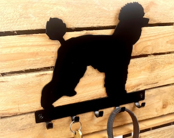 Poodle Dog Key Rack - Metal Key Hook, Poodle Gift, Dog Key Holder, Dog Wall Art, Dog Lover's Gift, Personalised Dog Lead/Leash/Collar Holder