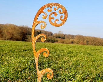 Rusty Fiddlehead Fern Sculpture - Metal Garden Sculpture, Leaf sculpture, Metal Garden Art, Rustic Garden Gift, Metal Fern, Metal Art