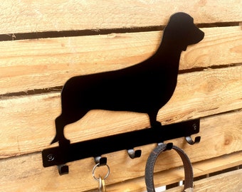 Dachshund Metal Key Holder, Dog Key Hooks, Silhouette Shape Key Rack, Animal Decor, Dog Lover's Gift, Dachshund Gift