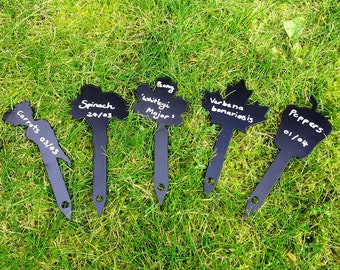 Set of 5 Metal Plant Markers, Plant Tags For Herb, Veggies, Seed & Fruit, Waterproof Black Plant Names Tag Labels