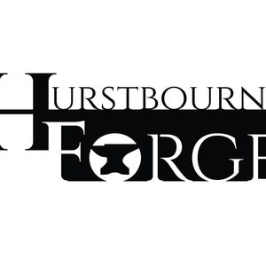 May include: Black and white logo with the text "Hurstbourne Forge" and an image of an anvil.