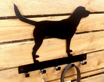 Labrador Dog Key Rack - Metal Key Hook, Labrador Gift, Dog Key Holder, Dog Wall Art, Dog Lover's Gift, Personalised Dog Lead/Collar Holder