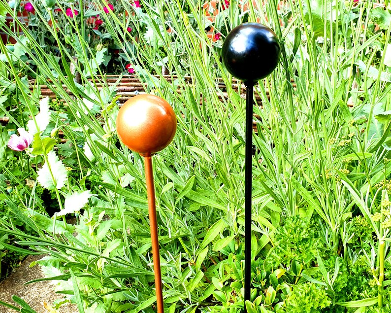 Ball Head Metal Garden Stake 20 Colours Decorative Garden Etsy