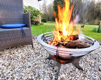 Round Metal Firepit For Garden Fireplace, Portable Steel Rings Firepit, Woodburner Accessory