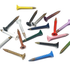 May include: Assortment of colorful screws with different colored heads, including yellow, red, blue, green, pink, purple, black, and silver.