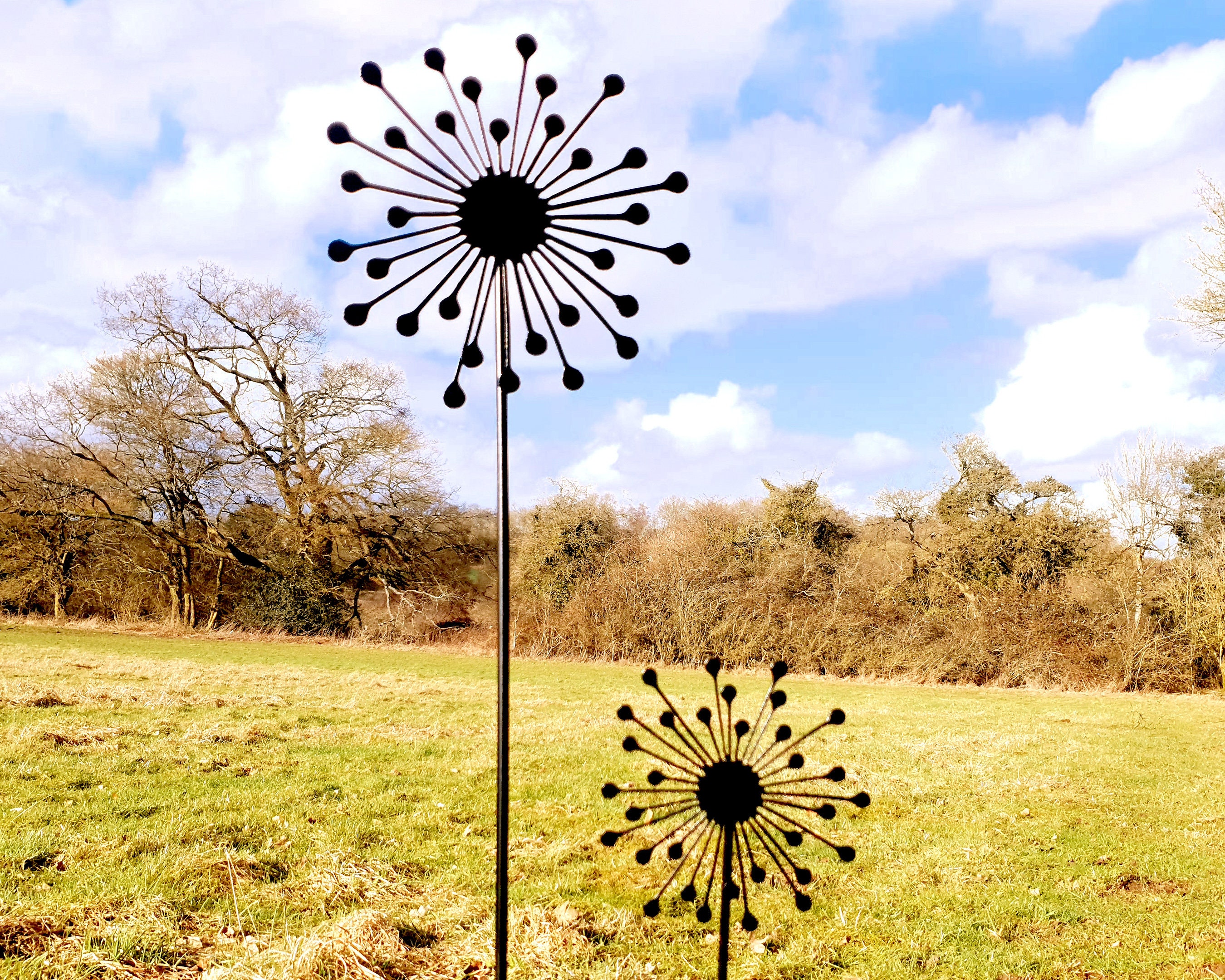 METAL ALLIUM Allium Garden Seed Head Stakes Rusty Flower Etsy