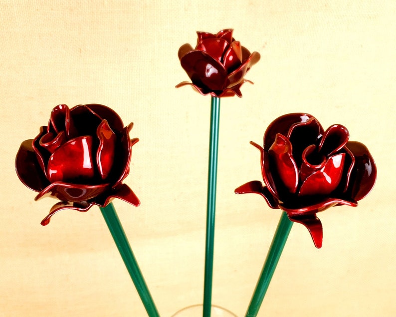 Handmade Two Tone Metal Rose Flower Gift Blacksmith Rose Etsy UK