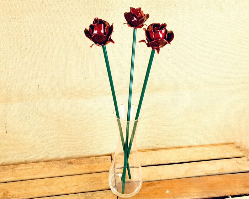 Handmade Two Tone Metal Rose Flower Gift Blacksmith Rose Etsy UK