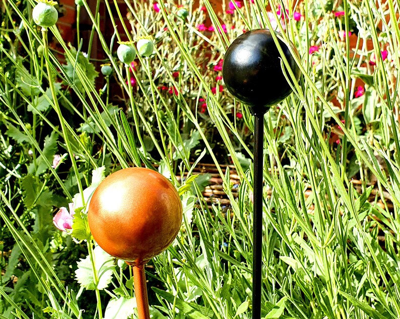 Ball Head Metal Garden Stake 20 Colours Decorative Garden Etsy UK
