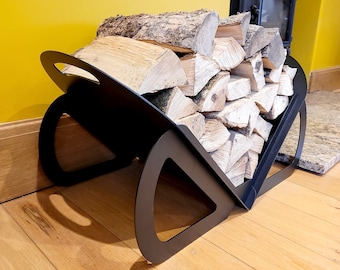 Pyramid Firewood Holder For Indoor & Outdoor Log Storage, Portable Wood Rack, Metal Log Basket