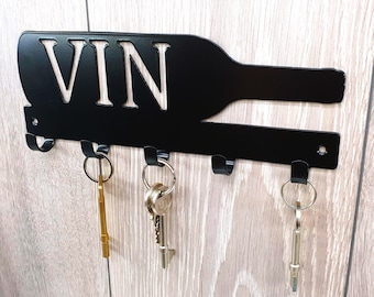 Metal Vin Wine Bottle Key Rack - Traditional Metal Key Rack, Bottle Design, Wine Bottle Key Rack, Key Holder, Wall Key Holder, Wine Gift