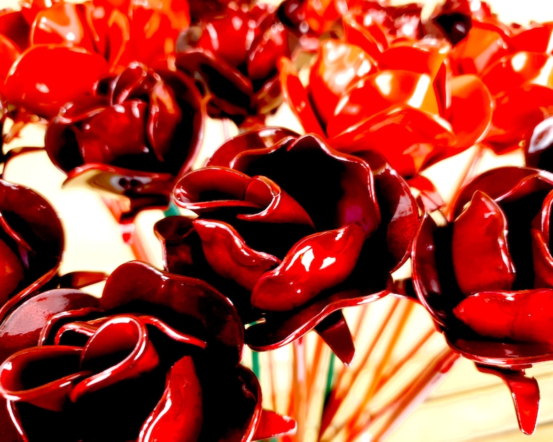 Handmade Metal Valentines Rose Flower Gift Blacksmith Rose Etsy UK