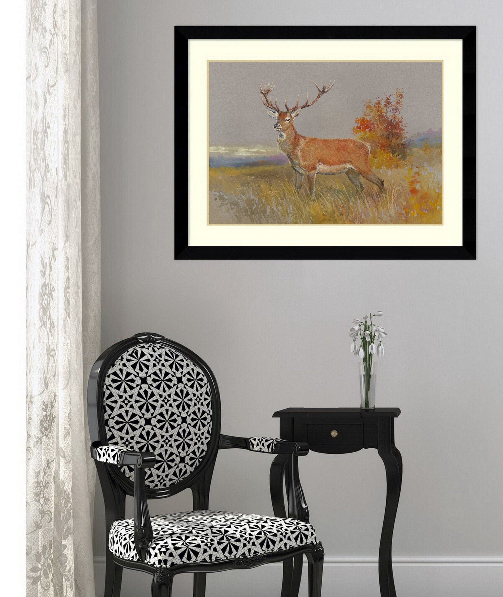 Elk Print. Elk Watercolor painting Elk wall art Stag wall Etsy