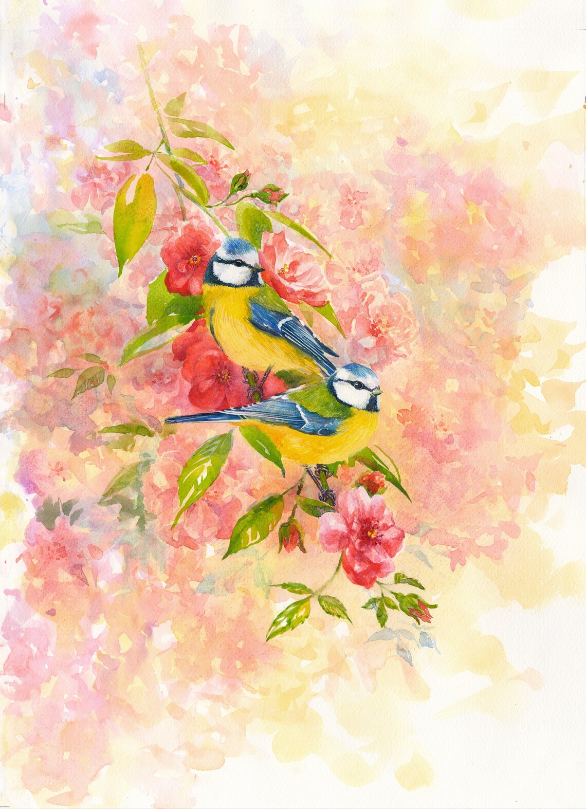 Love Birds Decor Print & Original Watercolor painting. Large Etsy