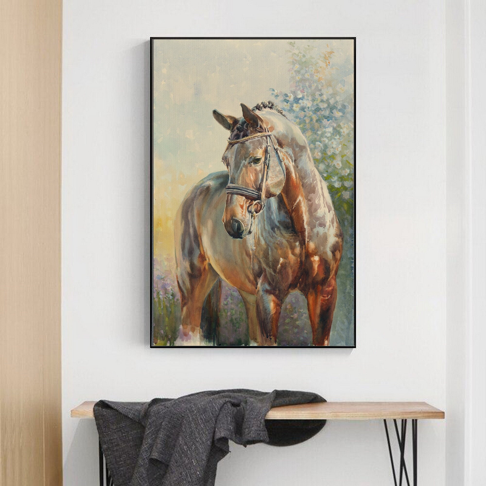 Horse Portrait Giclee Print: Vintage Watercolor Painting