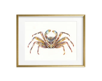 Crab Art Print. Watercolor Giclee Print.  Sea life Wall Decor. Nautical home decor. Blue Crab art work. Nautical crab wall art. Sea creature