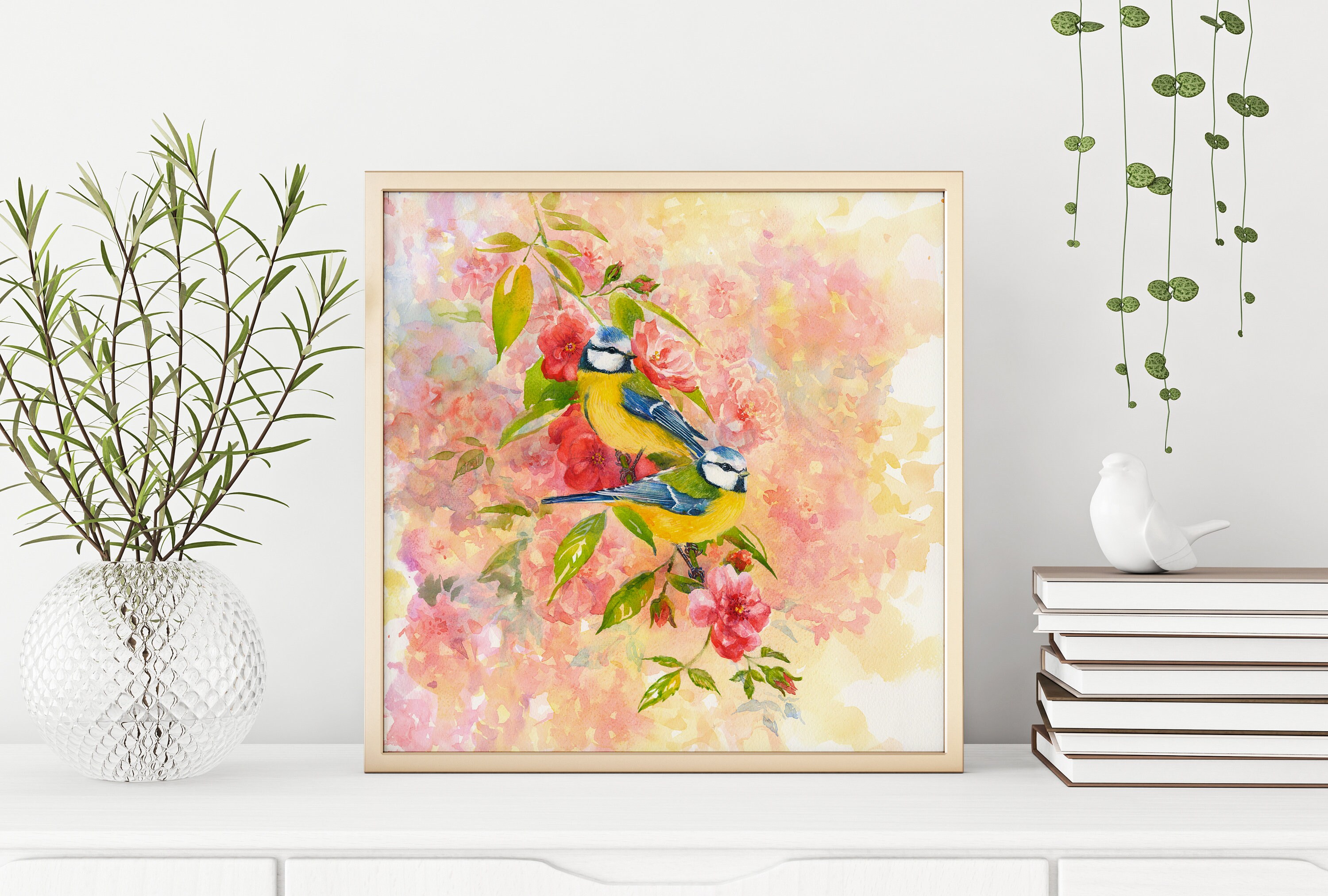 Love Birds Decor Print & Original Watercolor painting. Large Etsy