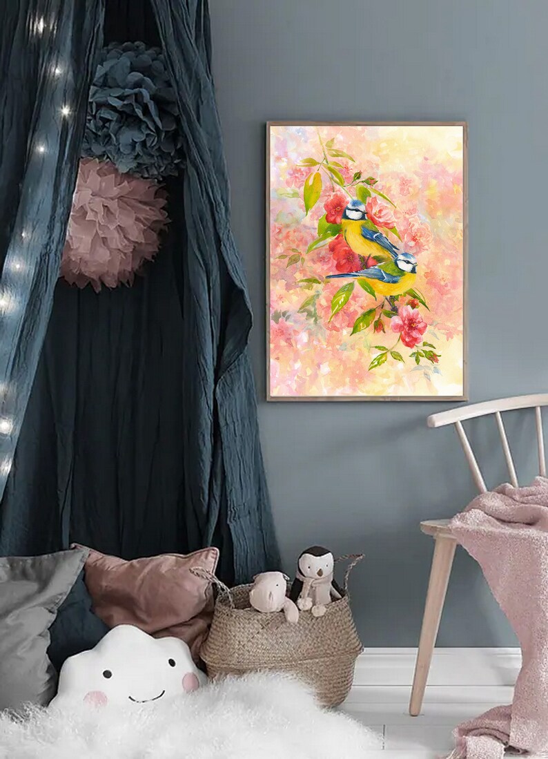 Love Birds Decor Print & Original Watercolor Painting. Large Etsy