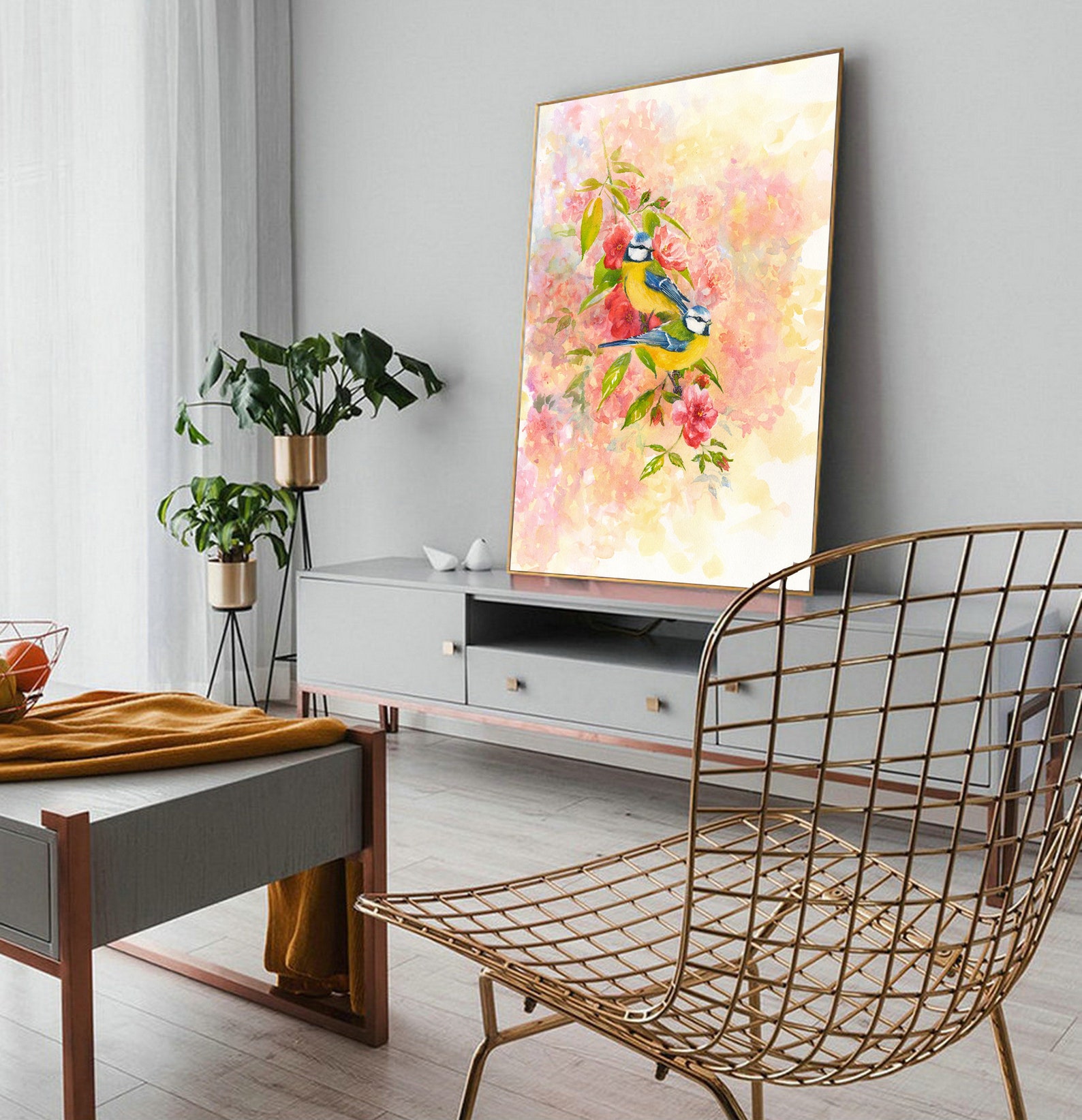 Love Birds Decor Print & Original Watercolor painting. Large Etsy