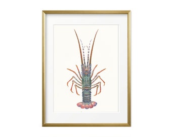 Blue Lobster Watercolor Art Print: Nautical Wall Decor
