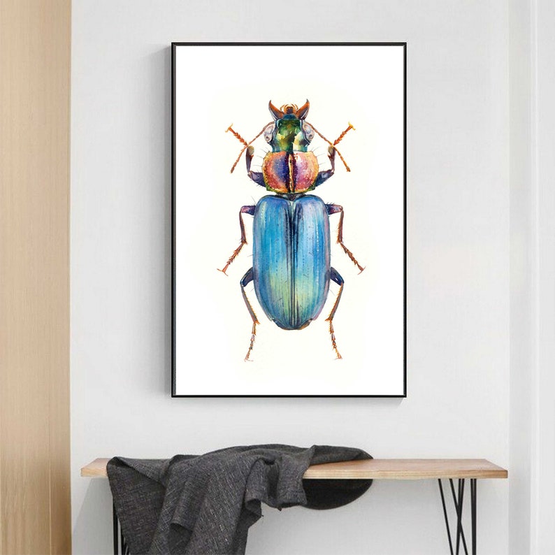 Beetle Art Print. Large Watercolor Bug. Insect Wall Decor. Insect
